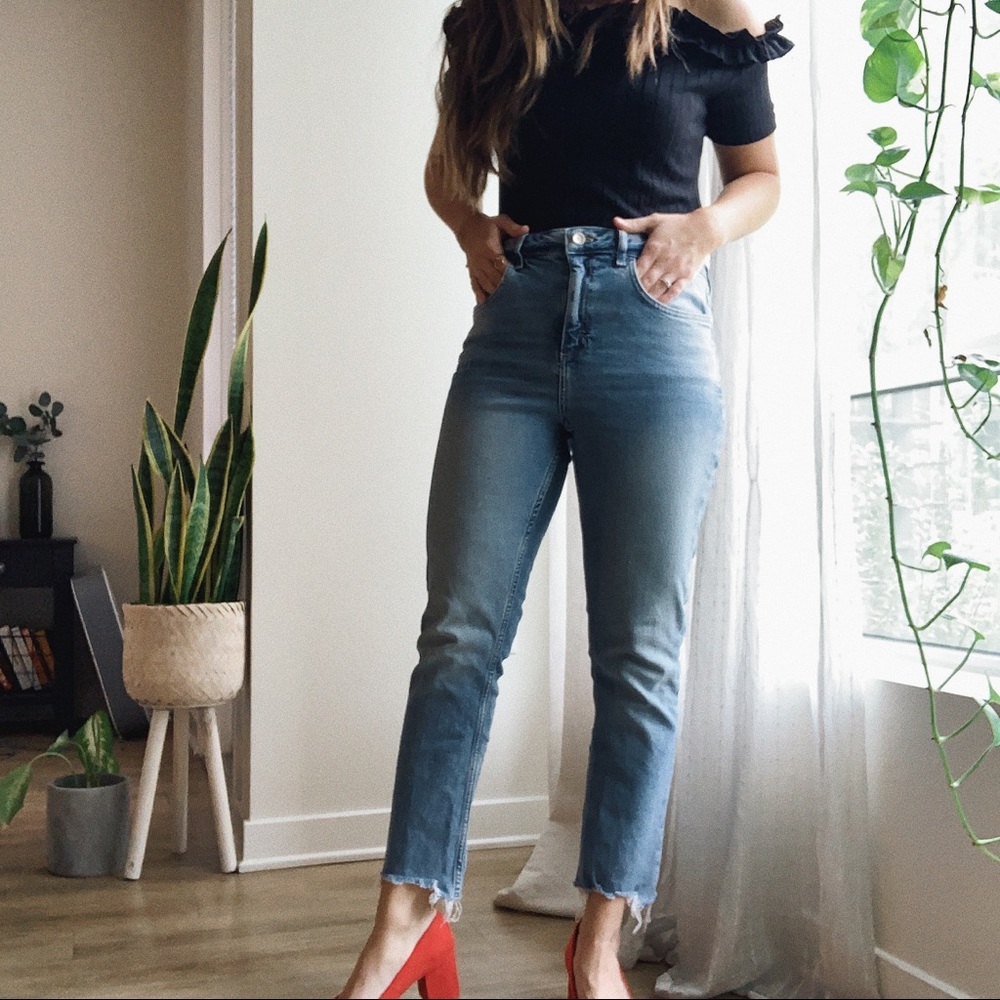 ZARA denim jeans, straight leg with cropped hem